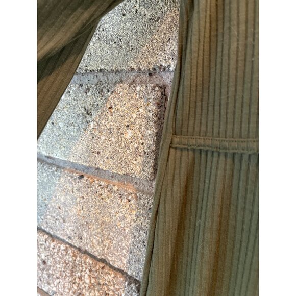 Vero Moda Maternity Olive Green Ribbed Long Sleeve Midi Dress With Side Slit - S - Picture 5 of 7